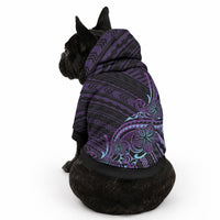 Teal Purple Polynesia Plumeria Tattoo Pet Hoodie