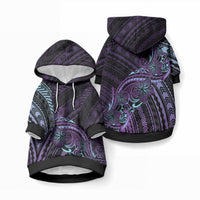 Teal Purple Polynesia Plumeria Tattoo Pet Hoodie