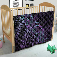 Teal Purple Polynesia Plumeria Tattoo Quilt