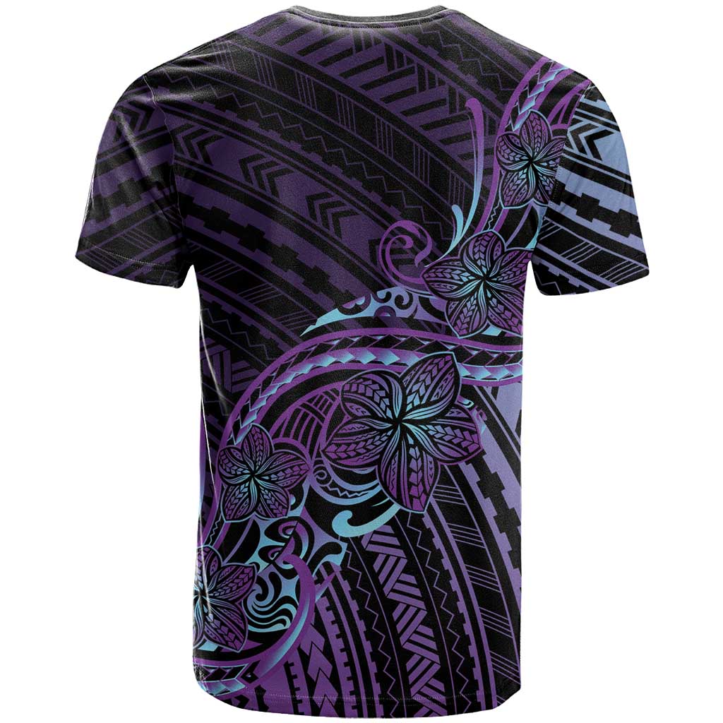 Teal Purple Polynesia Plumeria Tattoo T Shirt