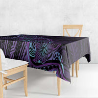 Teal Purple Polynesia Plumeria Tattoo Tablecloth