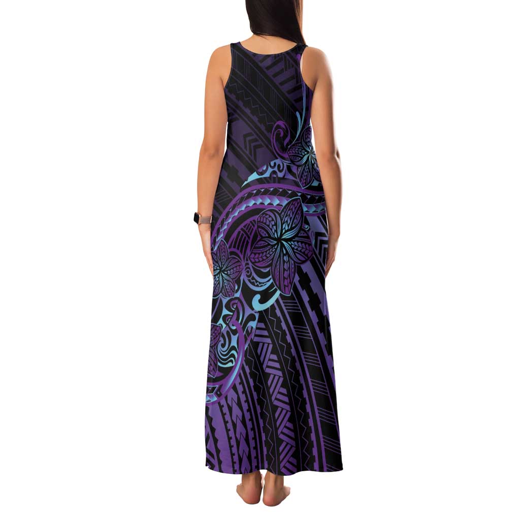 Teal Purple Polynesia Plumeria Tattoo Tank Maxi Dress LT14 - Polynesian Pride