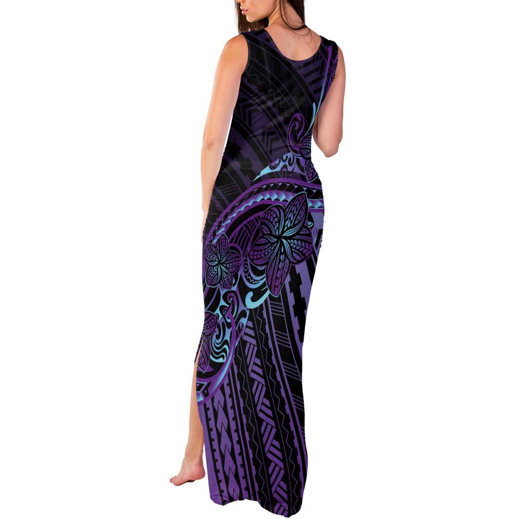 Teal Purple Polynesia Plumeria Tattoo Tank Maxi Dress LT14 - Polynesian Pride