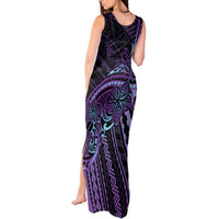 Teal Purple Polynesia Plumeria Tattoo Tank Maxi Dress LT14 - Polynesian Pride