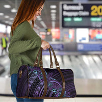 Teal Purple Polynesia Plumeria Tattoo Travel Bag