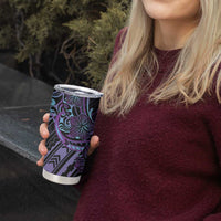 Teal Purple Polynesia Plumeria Tattoo Tumbler Cup
