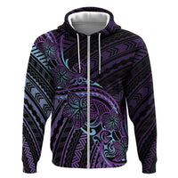 Teal Purple Polynesia Plumeria Tattoo Zip Hoodie LT14 Zip Hoodie Purple - Polynesian Pride