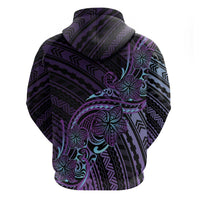 Teal Purple Polynesia Plumeria Tattoo Zip Hoodie LT14 - Polynesian Pride