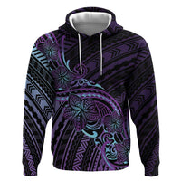 Teal Purple Polynesia Plumeria Tattoo Zip Hoodie LT14 Pullover Hoodie Purple - Polynesian Pride