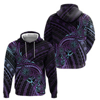 Teal Purple Polynesia Plumeria Tattoo Zip Hoodie LT14 - Polynesian Pride