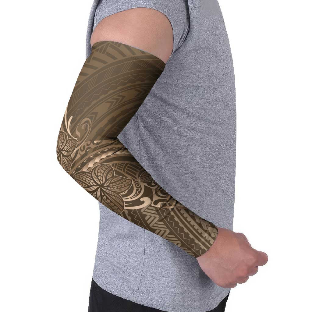 Brown Polynesia Plumeria Tattoo Arm Sleeves