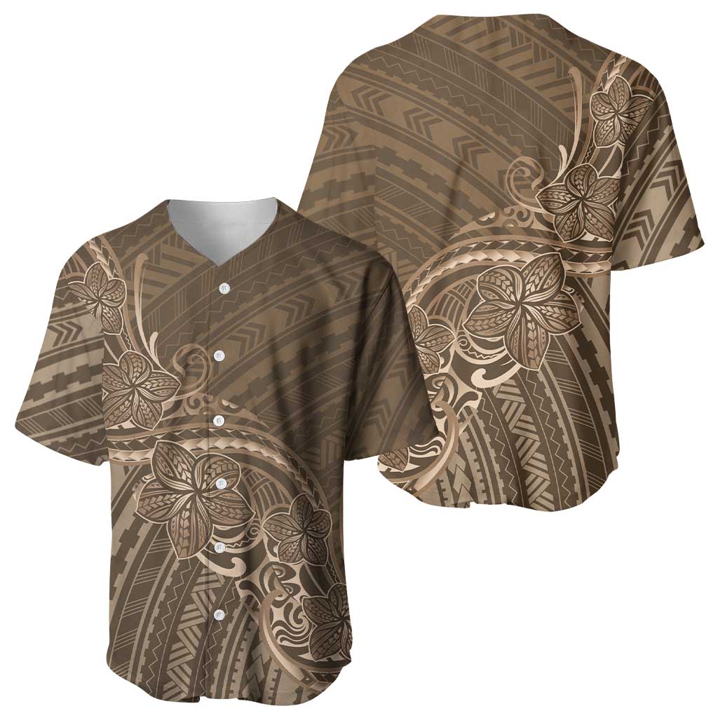 Brown Polynesia Plumeria Tattoo Baseball Jersey