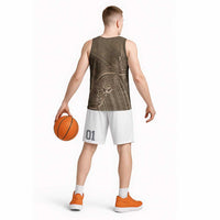 Brown Polynesia Plumeria Tattoo Basketball Jersey