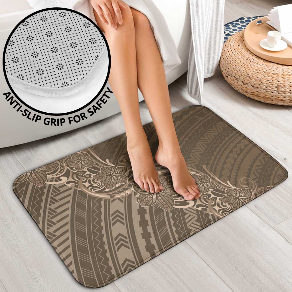 Brown Polynesia Plumeria Tattoo Bathroom Set