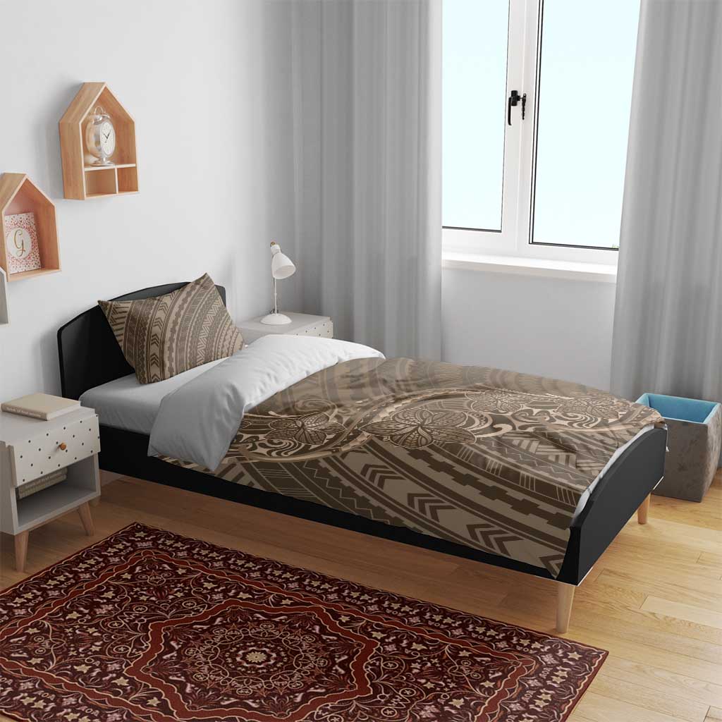 Brown Polynesia Plumeria Tattoo Bedding Set