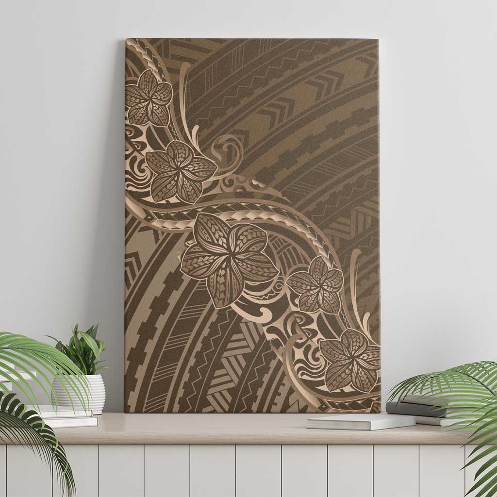 Brown Polynesia Plumeria Tattoo Canvas Wall Art