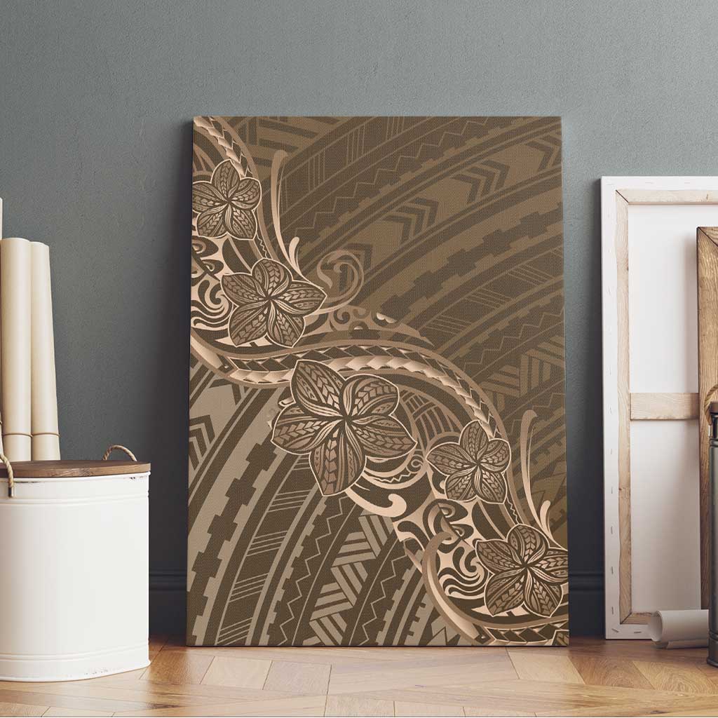 Brown Polynesia Plumeria Tattoo Canvas Wall Art