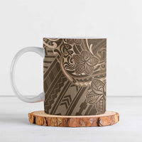 Brown Polynesia Plumeria Tattoo Ceramic Mug
