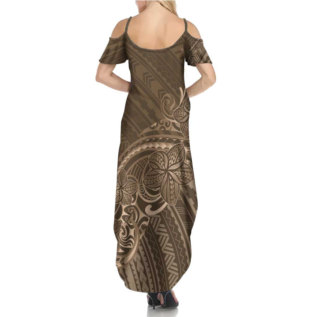 Brown Polynesia Plumeria Tattoo Family Matching Summer Maxi Dress and Hawaiian Shirt LT14 - Polynesian Pride