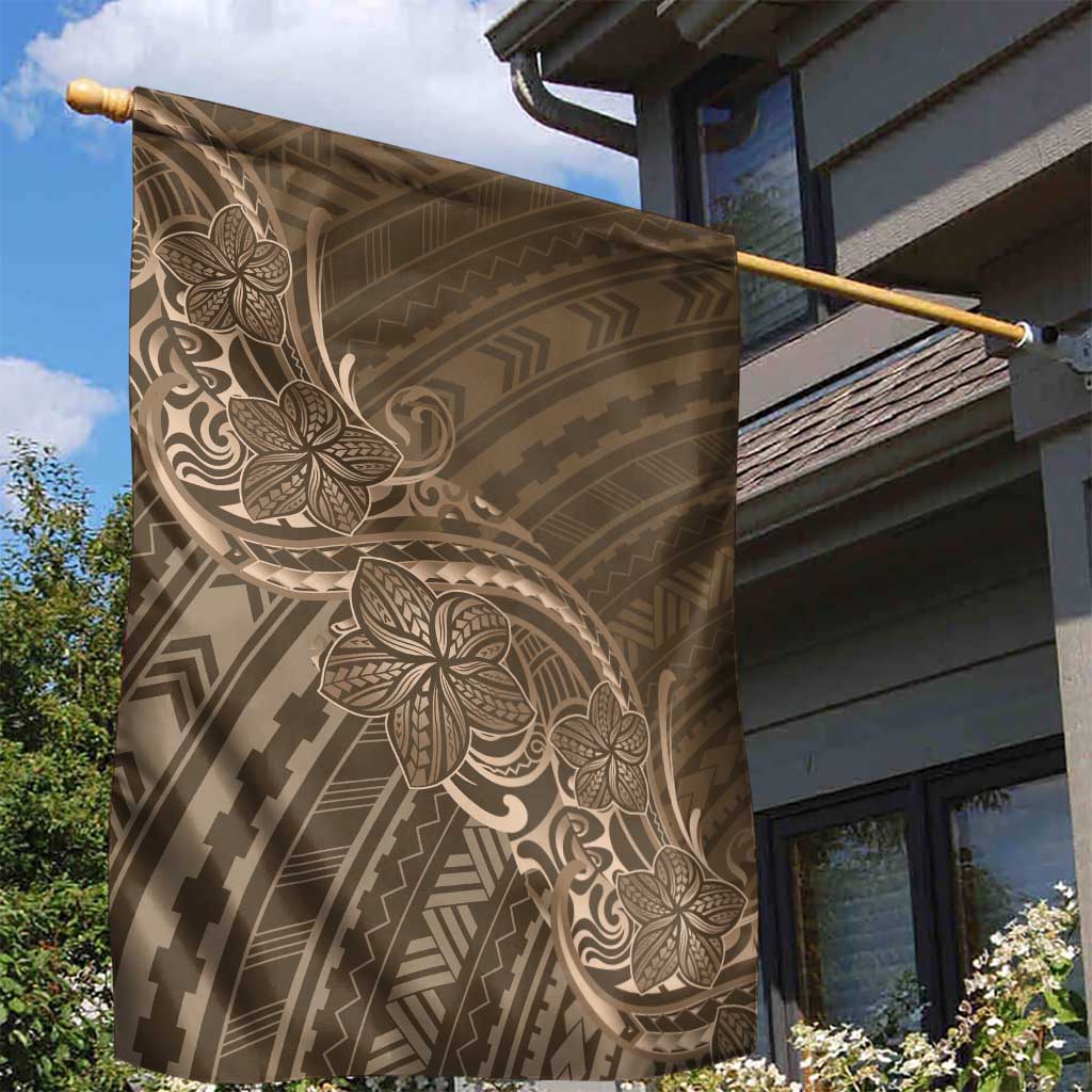 Brown Polynesia Plumeria Tattoo Garden Flag