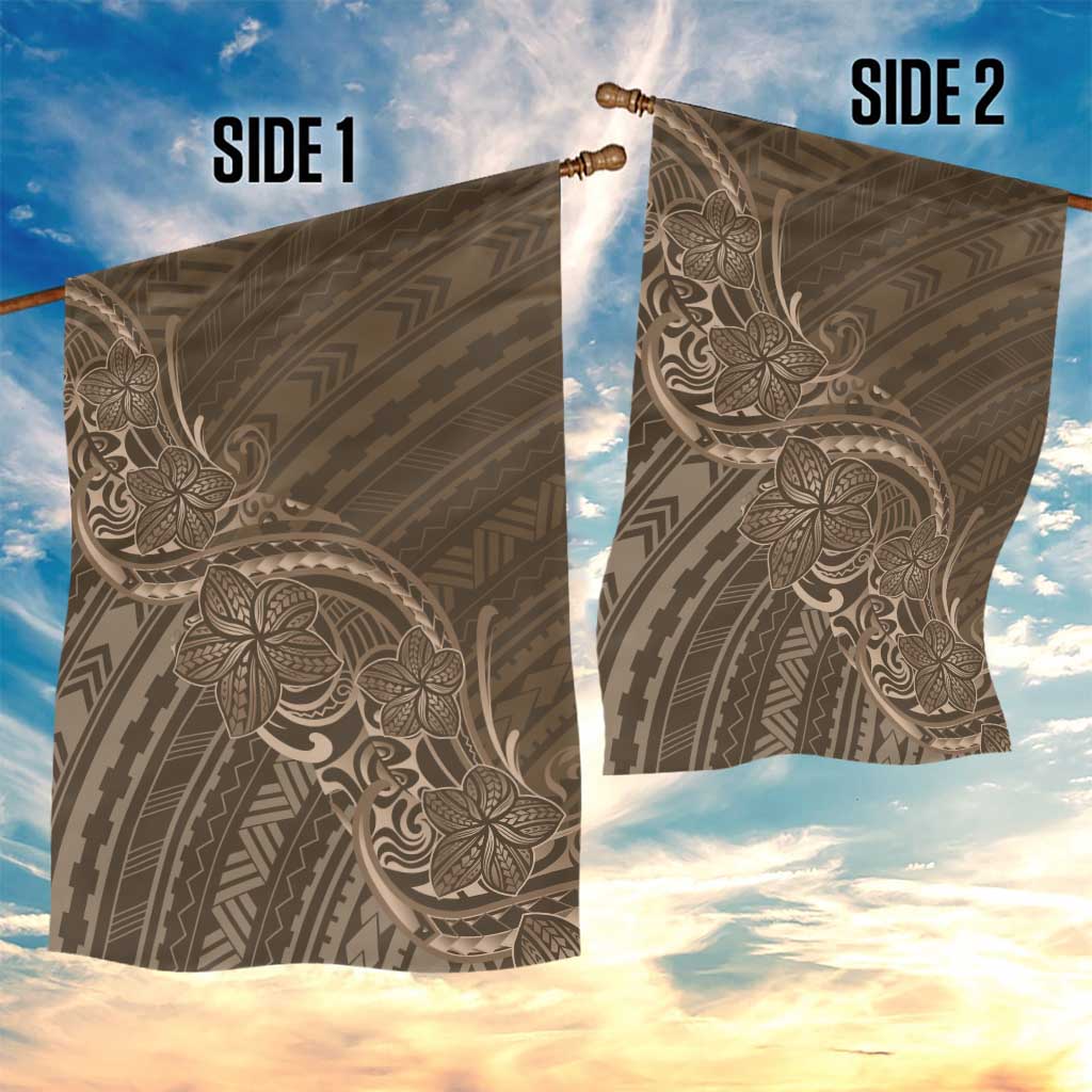 Brown Polynesia Plumeria Tattoo Garden Flag