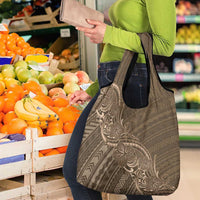 Brown Polynesia Plumeria Tattoo Grocery Bag