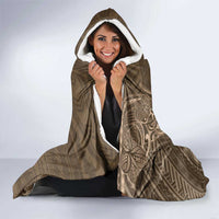 Brown Polynesia Plumeria Tattoo Hooded Blanket