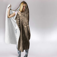 Brown Polynesia Plumeria Tattoo Hooded Blanket