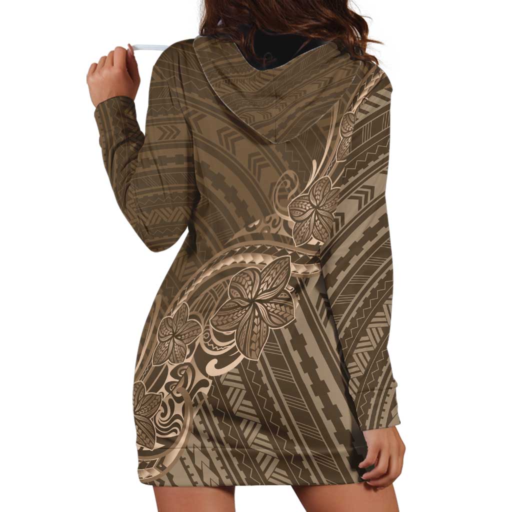 Brown Polynesia Plumeria Tattoo Hoodie Dress LT14 - Polynesian Pride
