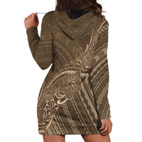 Brown Polynesia Plumeria Tattoo Hoodie Dress LT14 - Polynesian Pride