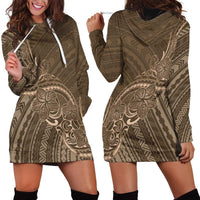 Brown Polynesia Plumeria Tattoo Hoodie Dress LT14 - Polynesian Pride
