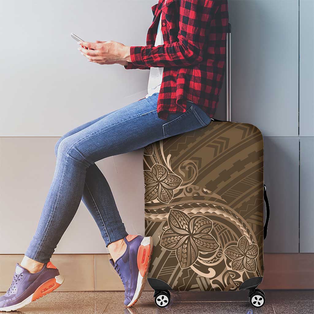 Brown Polynesia Plumeria Tattoo Luggage Cover