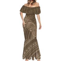 Brown Polynesia Plumeria Tattoo Mermaid Dress