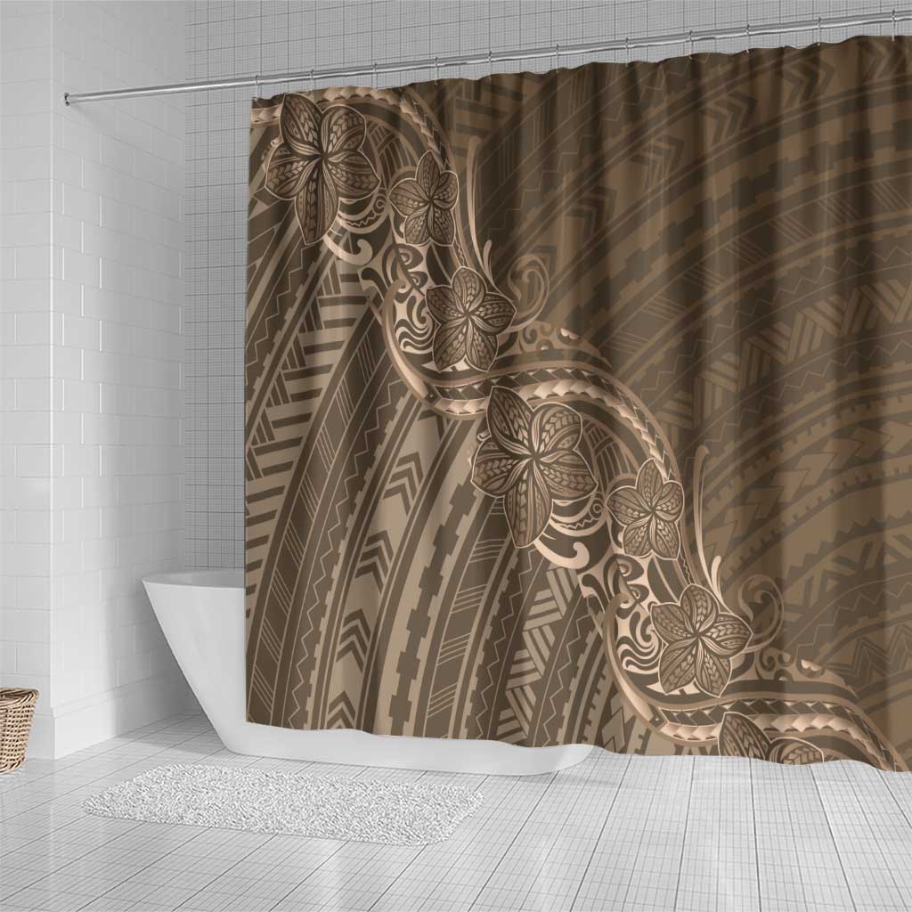 Brown Polynesia Plumeria Tattoo Shower Curtain