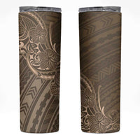 Brown Polynesia Plumeria Tattoo Skinny Tumbler LT14 Brown - Polynesian Pride