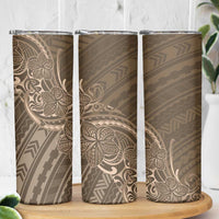 Brown Polynesia Plumeria Tattoo Skinny Tumbler LT14 - Polynesian Pride
