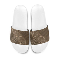 Brown Polynesia Plumeria Tattoo Slide Sandals