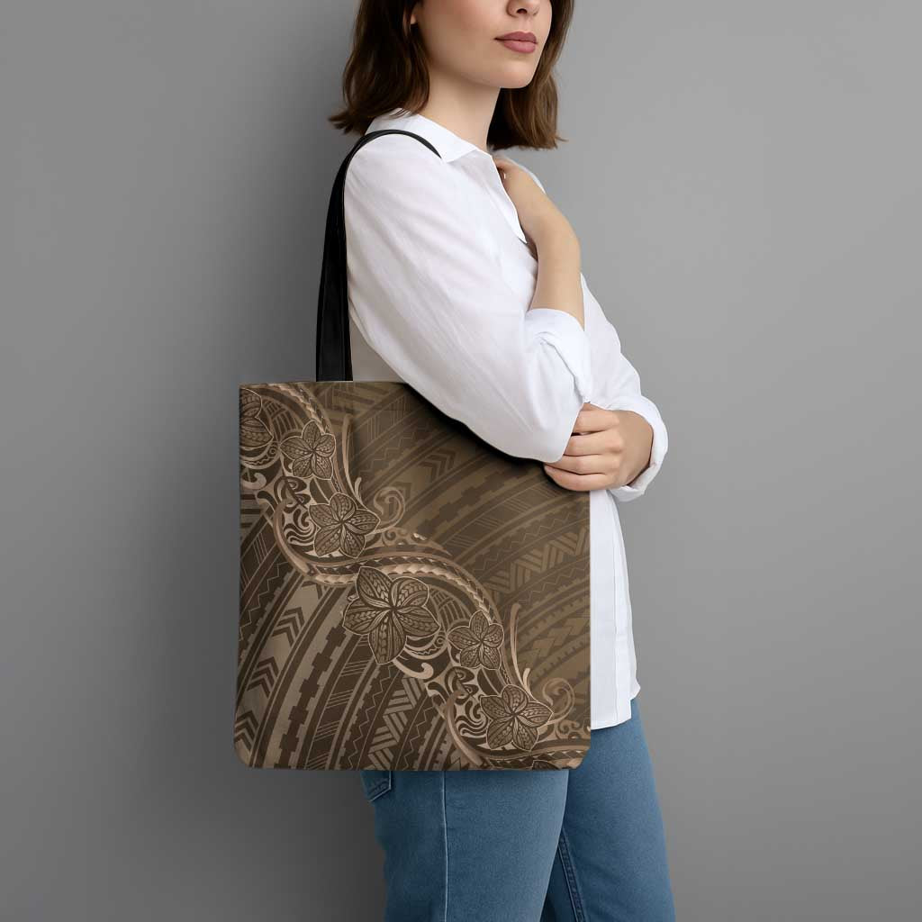 Brown Polynesia Plumeria Tattoo Tote Bag