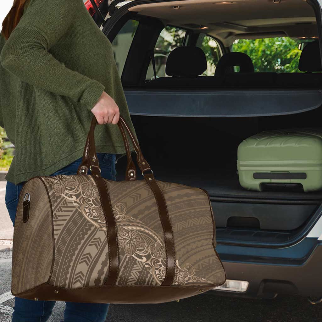 Brown Polynesia Plumeria Tattoo Travel Bag