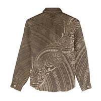 Brown Polynesia Plumeria Tattoo Women Casual Shirt