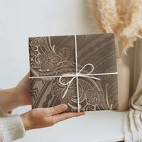 Brown Polynesia Plumeria Tattoo Wrapping Paper