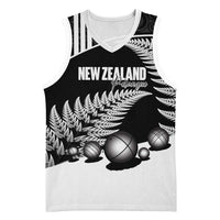 Custom New Zealand Silver Fern Petanque Basketball Jersey Aotearoa Maori Pattern LT14 Unisex Black - Polynesian Pride