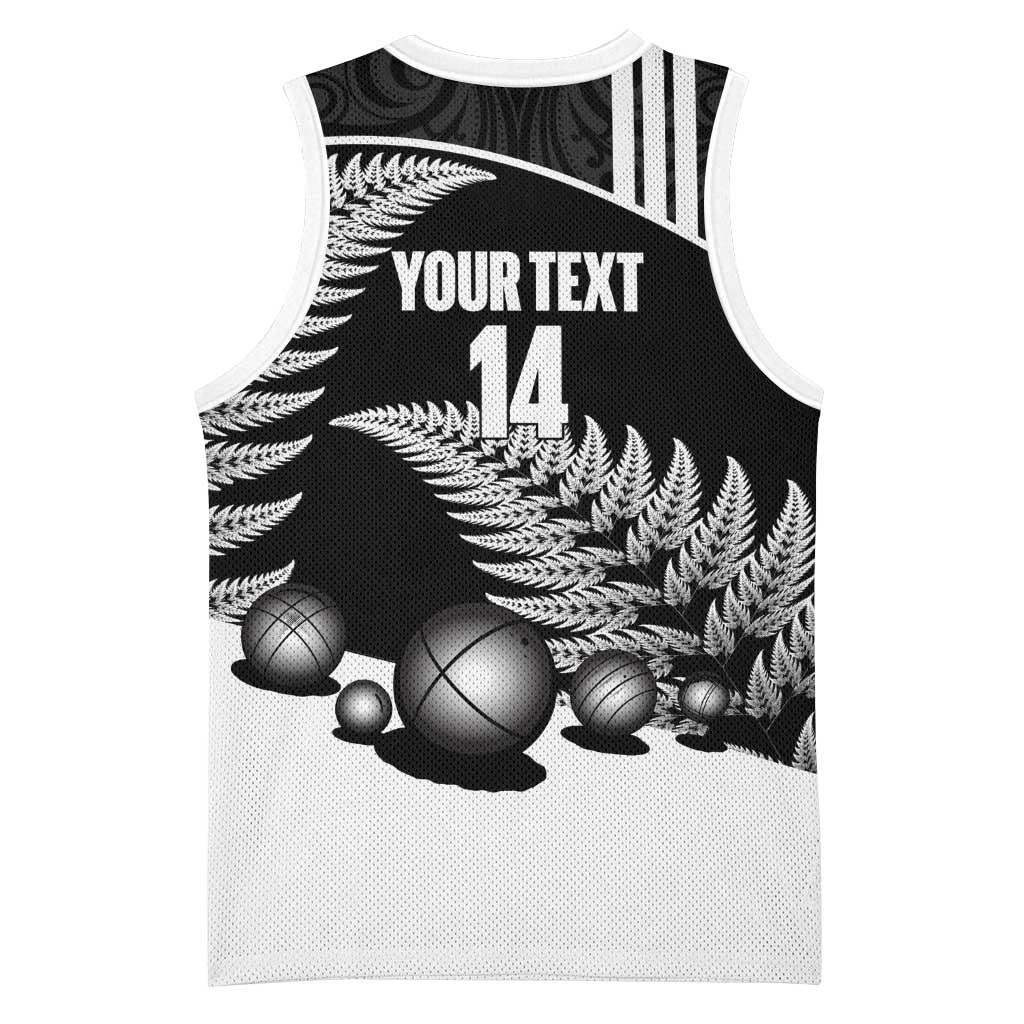 Custom New Zealand Silver Fern Petanque Basketball Jersey Aotearoa Maori Pattern LT14 - Polynesian Pride