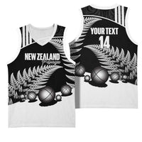 Custom New Zealand Silver Fern Petanque Basketball Jersey Aotearoa Maori Pattern LT14 - Polynesian Pride