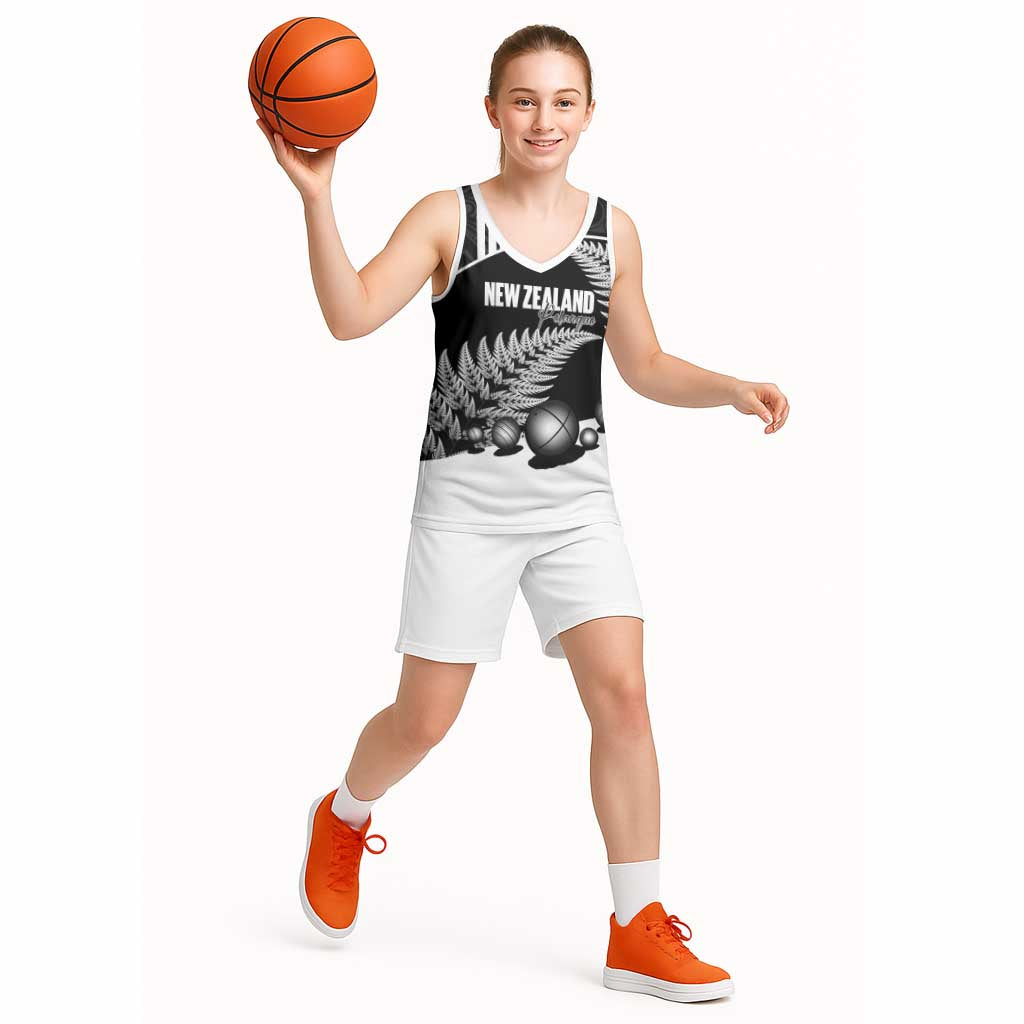 Custom New Zealand Silver Fern Petanque Basketball Jersey Aotearoa Maori Pattern LT14 - Polynesian Pride