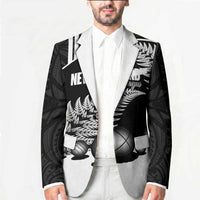 Custom New Zealand Silver Fern Petanque Blazer Aotearoa Maori Pattern