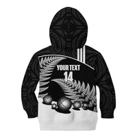 Custom New Zealand Silver Fern Petanque Kid Hoodie Aotearoa Maori Pattern