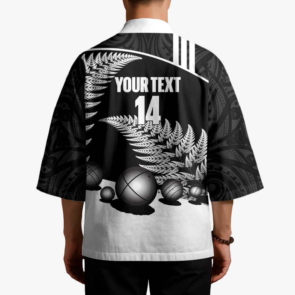 Custom New Zealand Silver Fern Petanque Kimono Aotearoa Maori Pattern