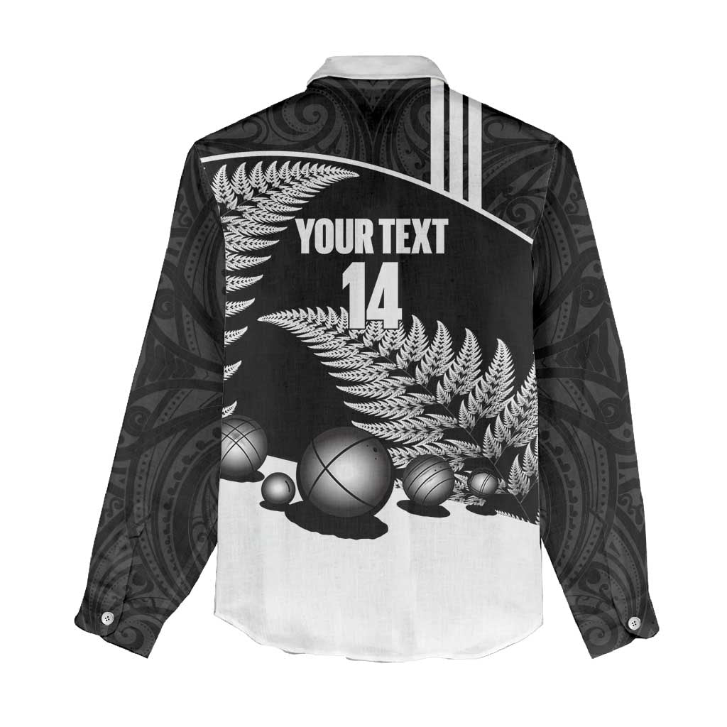Custom New Zealand Silver Fern Petanque Women Casual Shirt Aotearoa Maori Pattern LT14 - Polynesian Pride
