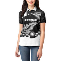 Custom New Zealand Silver Fern Petanque Women Polo Shirt Aotearoa Maori Pattern LT14 - Polynesian Pride